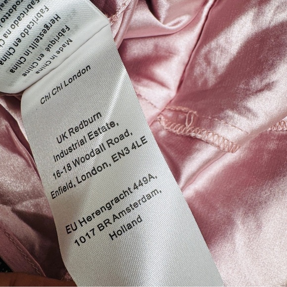 Chi Chi London peplum embroidered lance Floral Pink Dress size US 8 UK 12 - Picture 15 of 15